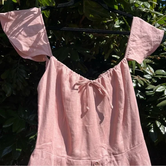 REFORMATION Francis dusty rose pink linen sleeveless button down up midi dress - Picture 4 of 10